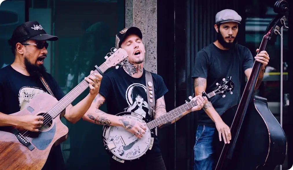 Guitar community and musicians at retreat